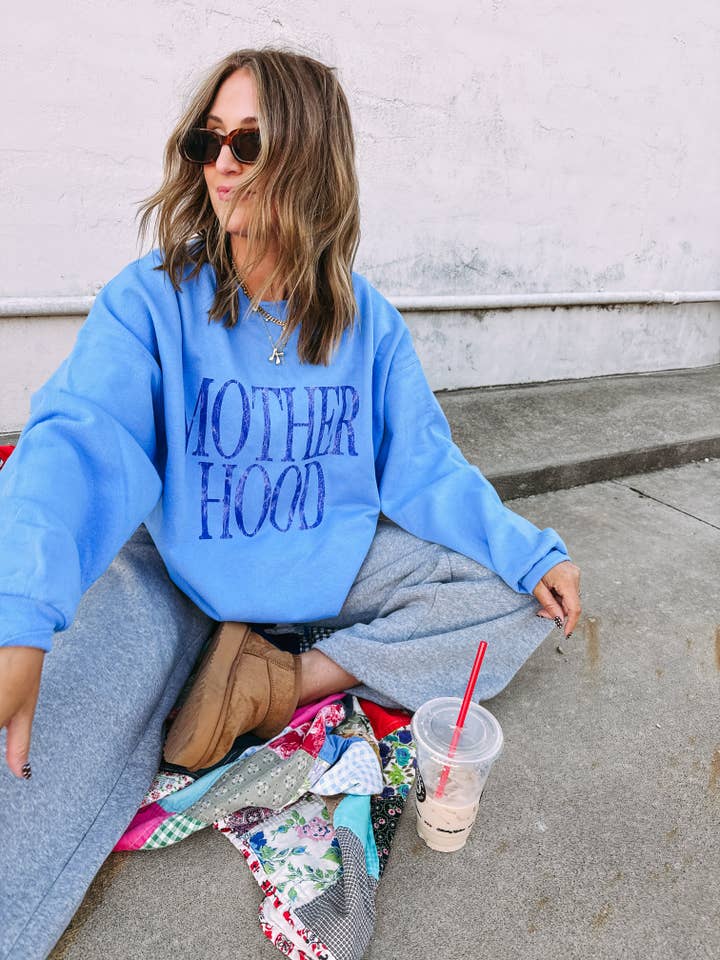 motherhood sweatshirt - hanes / light blue / blue for wholesale by ETTA & EAST