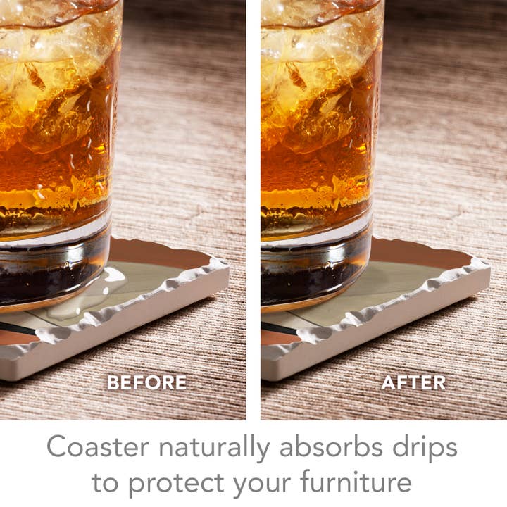 Conimar Promotions - Wholesale Coasters - Neutral Study 4 Pack Stone Coasters in Wooden Holder 4