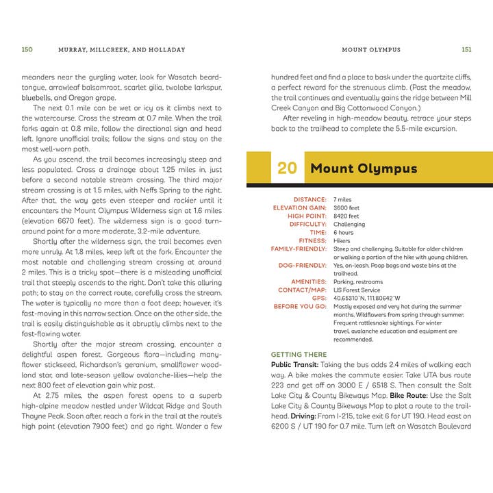 Mountaineers Books - Vente Nature & Outdoors - Sentiers urbains : Salt Lake City1