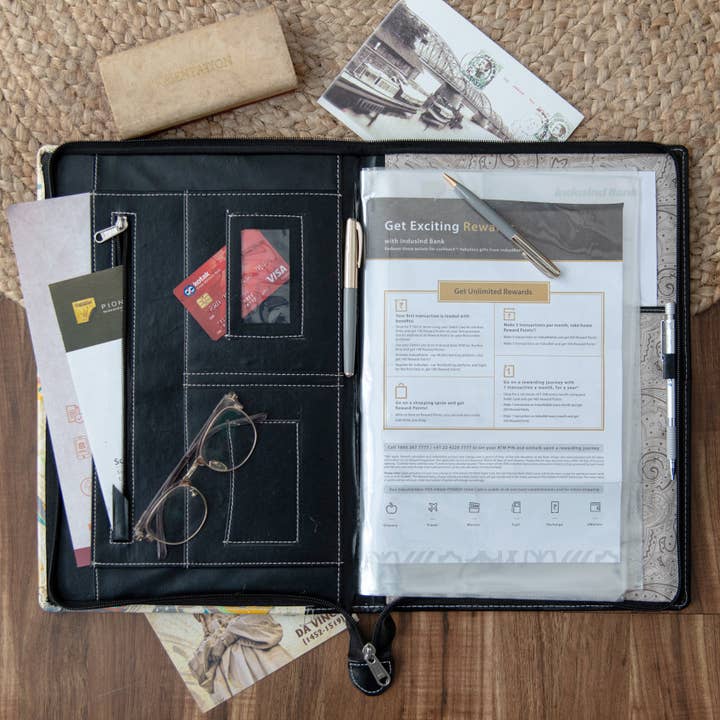 R K Handicrafts and Exporters - Wholesale Folders - Leatherette Portfolio Document Organiser With Marbling Art10