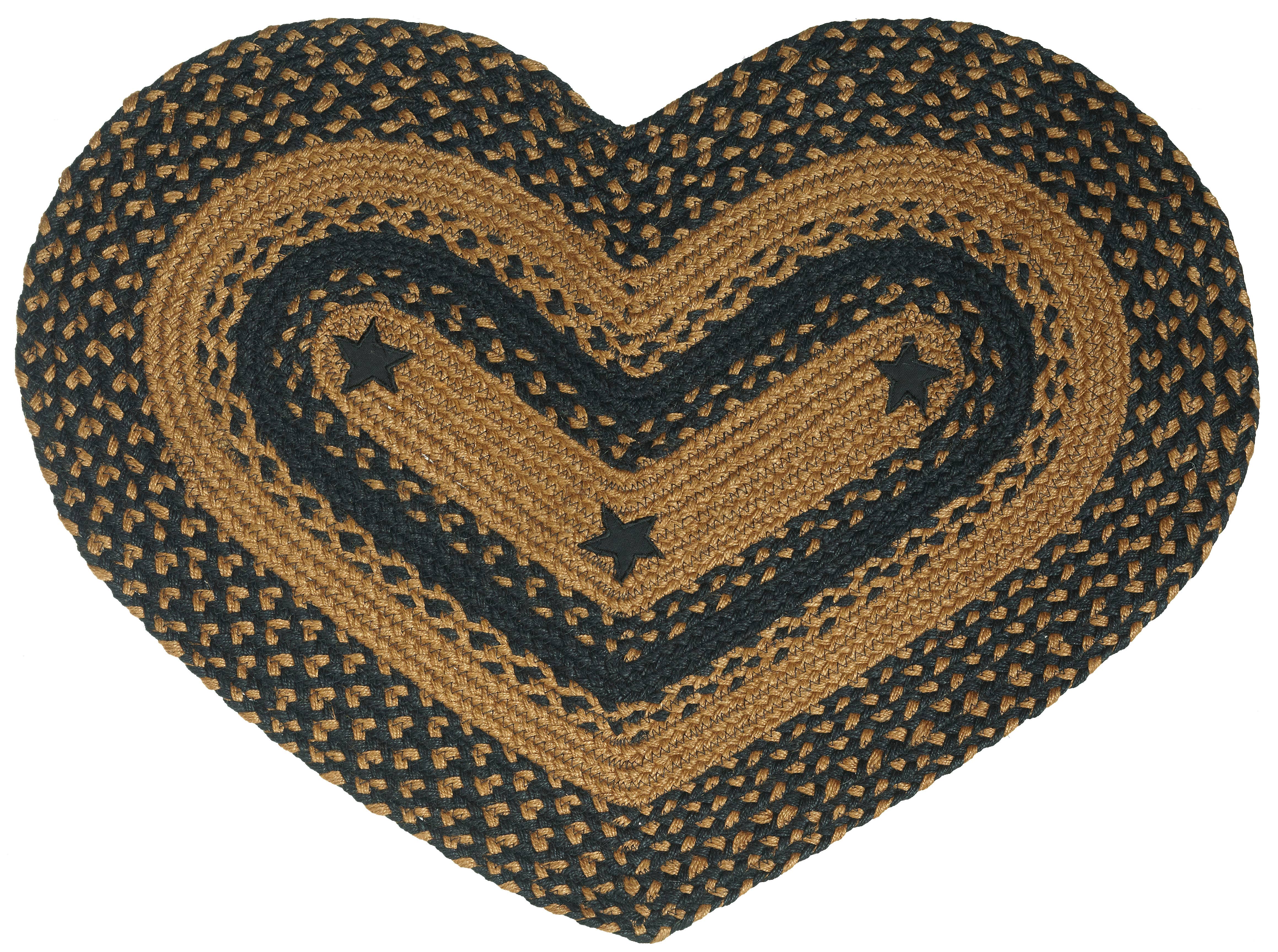 Accent Linen - Wholesale Area Rug - Braided Heart Rug - JB111 Star Black Emb.0