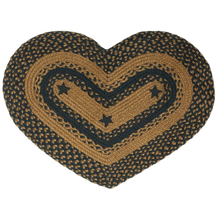 Accent Linen - Wholesale Area Rug - Braided Heart Rug - JB111 Star Black Emb.