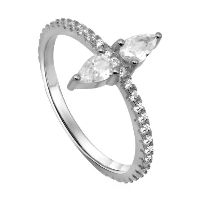 Silverring med dubbel kristall och roterande design för wholesale av PMH MODA