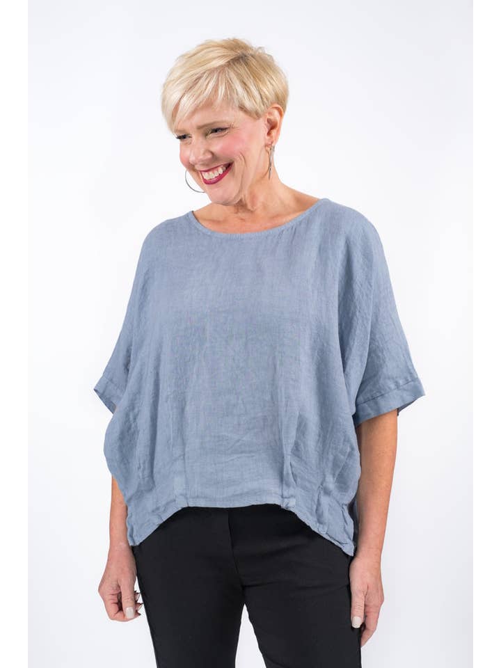 TINA Stephens Italy/Tees By Tina - Wholesale Blouse - Women's - Gina Bottom Darted Linen Top (BQ172)