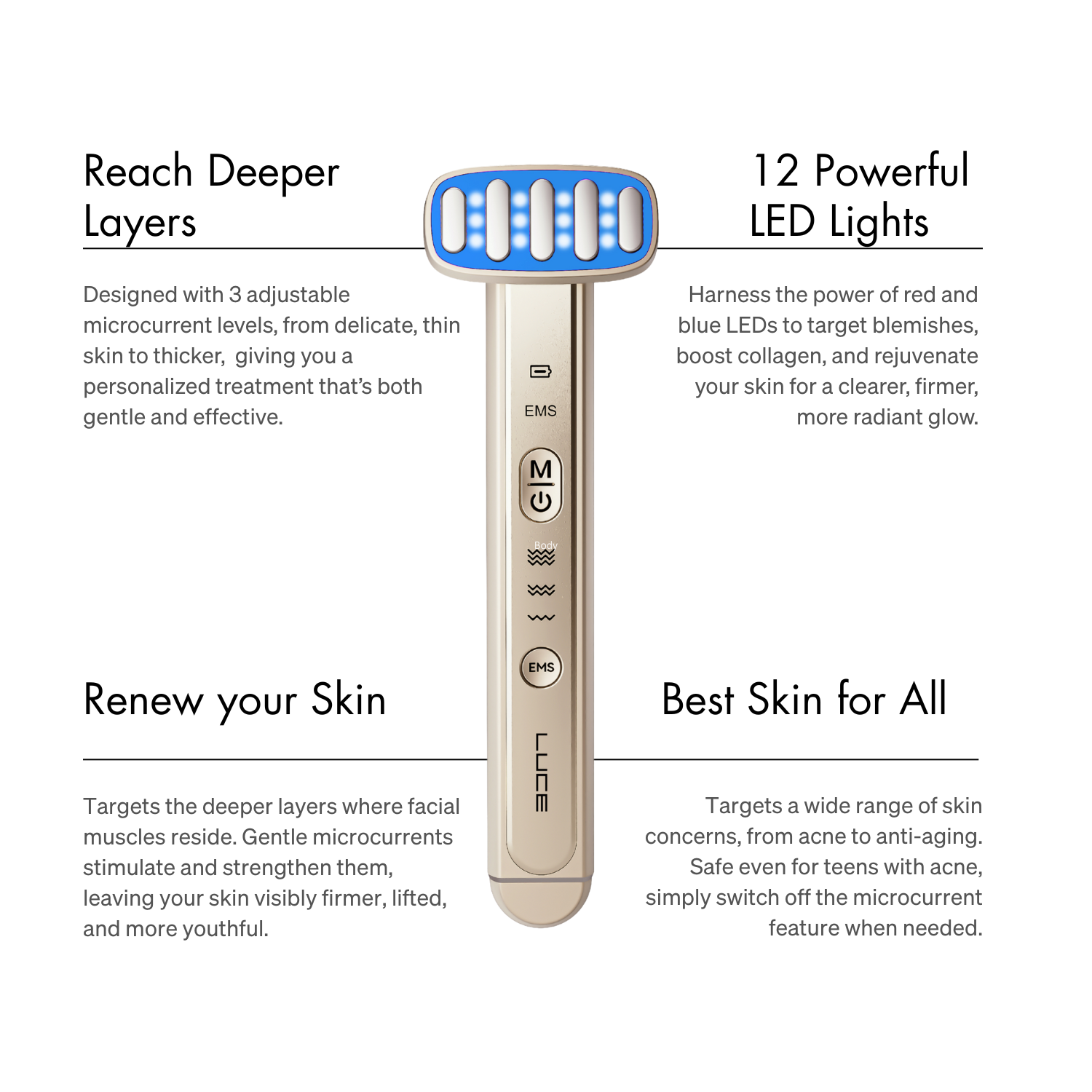 LUCE Beauty – Großhandel Elektronische Hautpflegegeräte – Mikrostrom-Gesichtswerkzeug - LUCE 4T Therapie PRO1