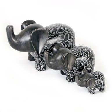 Graphic Gray Elephant - Soapstone for wholesale by Mbare Home + Gift