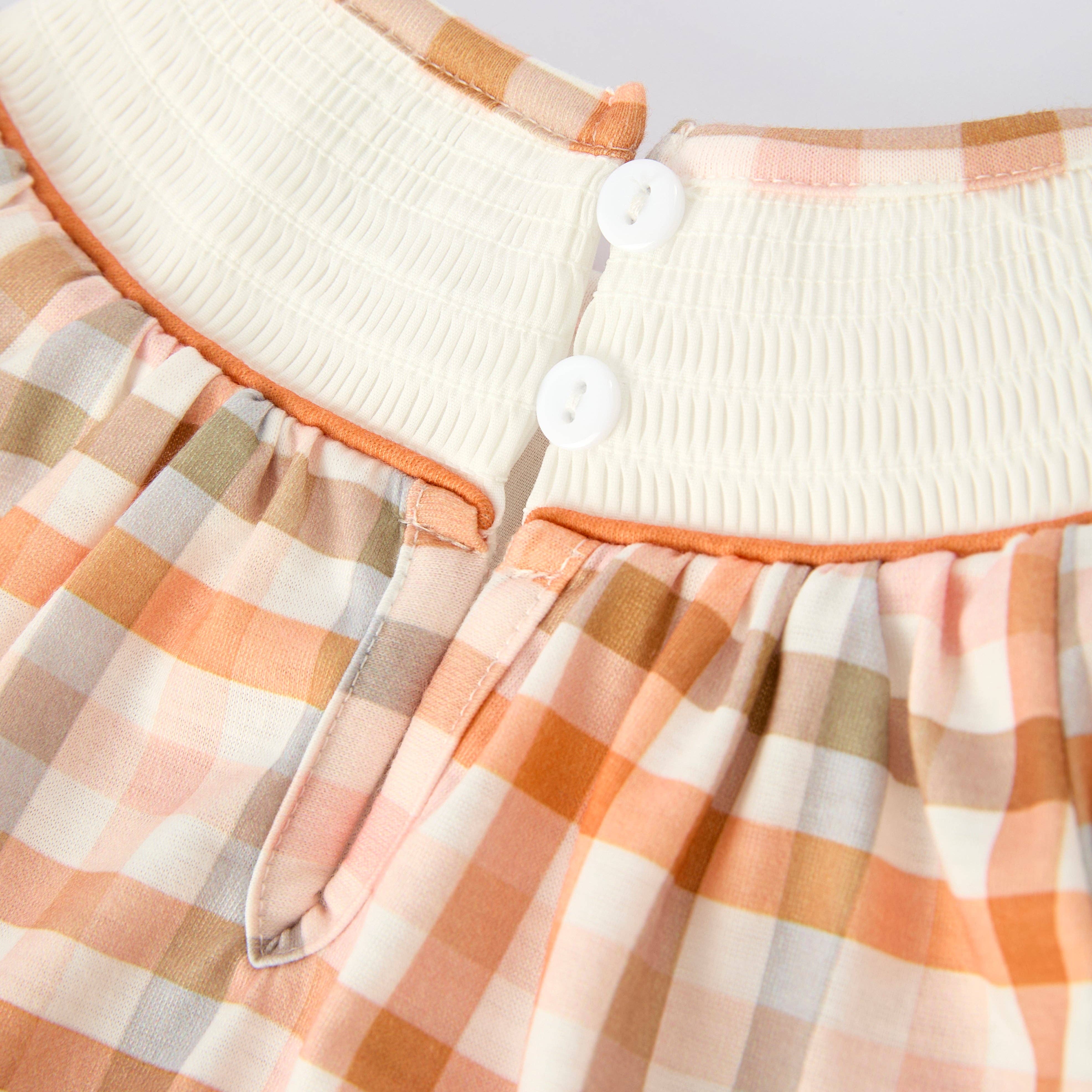 Auraquise - Wholesale Bodysuit (Non-Footed) - Baby - Thanksgiving Pumpkin Turkey Bow Embroidery Smock Fall Bubble Romper4