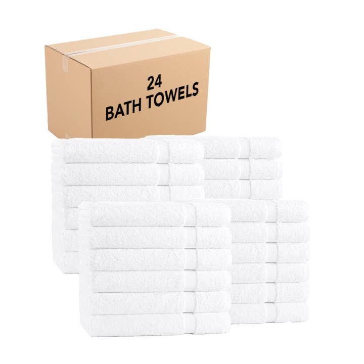 Arkwright Home - Wholesale Bath Towel - Admiral Hospitality Bath Towels (Case of 24) Size Options