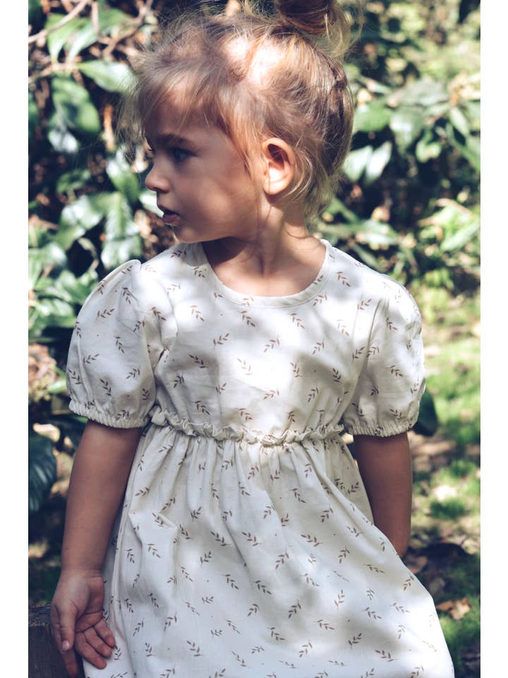 Eli & Nev (we cover U.S. import duties) - Vente Robe – bébé - Robe d'été fleurie pour petite fille beige 100% coton OEKO-TEX13