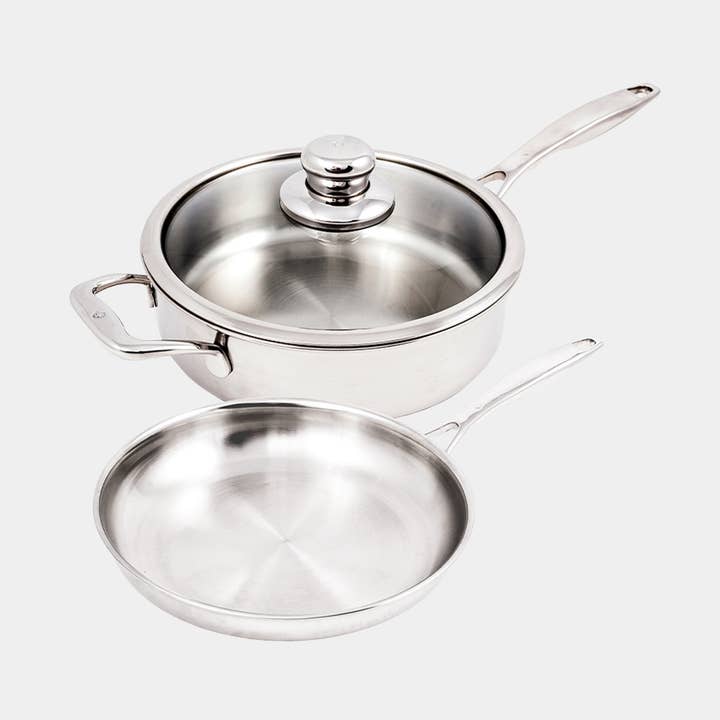 Ensemble de 3 pièces Premium Clad : Poêle à frire de 11"/Poêle à sauter de 11" avec couvercle pour la vente par Swiss Diamond