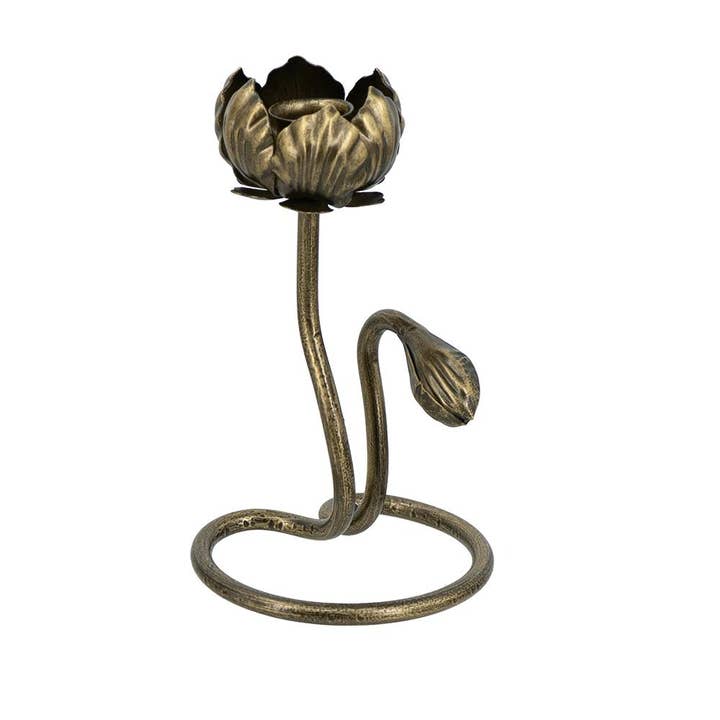A&B Home Group Inc. - Wholesale Candle Holder - 4x4.5x7.5" Gold Iron Candle Holder with Tulip Design