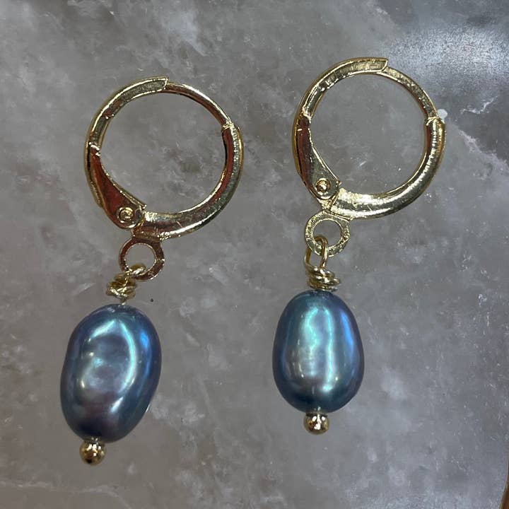 Peacock Pearl Huggies for wholesale by Driftwood Dreams Hawai'i