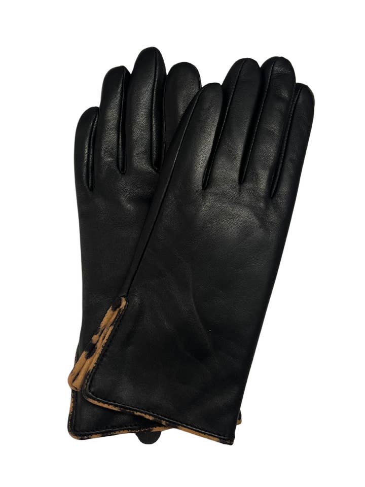 Genuine Leather Glove With Leopard Detail for wholesale by Marcus Adler