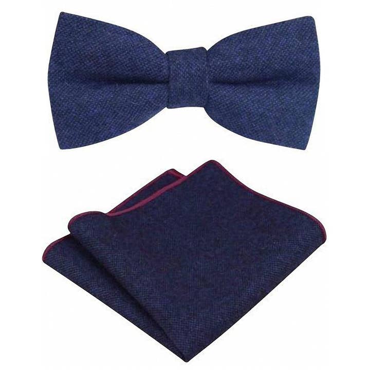 Arthur Navy Blue Tweed Fliege & Einstecktuch Set für den Großhandel von Dickie Bow