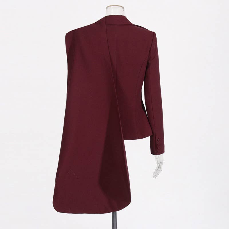 BL35Y Burgundy Cape Blazer – Tailored Fall Elegance for wholesale on Faire3