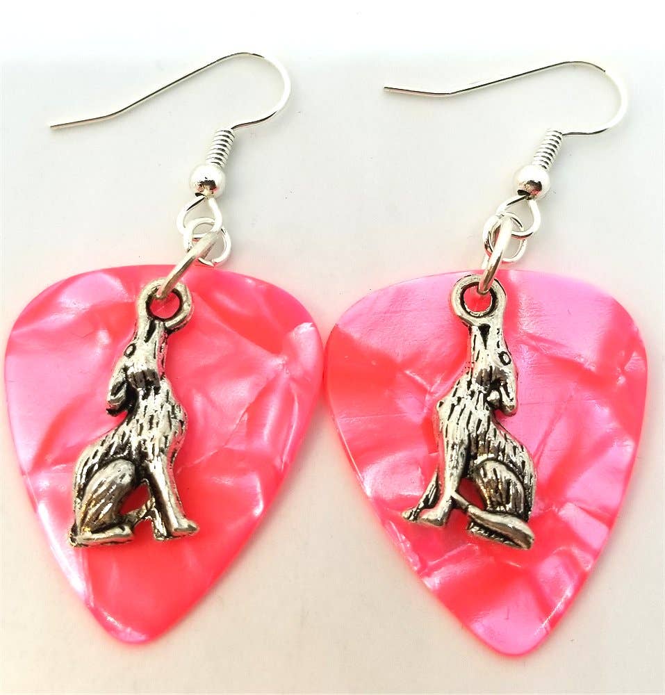 Simply Raevyn - Wholesale Dangle Earrings - Wolf Charm Guitar Pick Earrings15