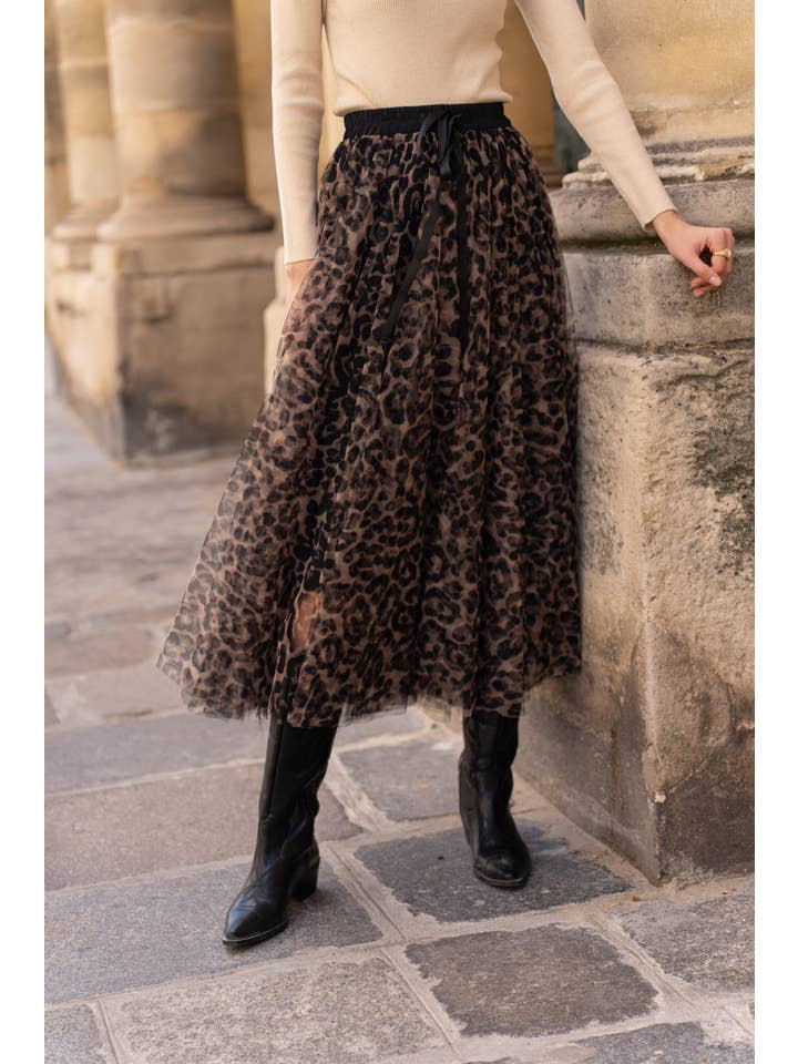 CHOKLATE PARIS (US DUTY-FREE) – Großhandel Rock – Damen – Aria Tüllrock mit großem Leopardenmuster - CK08077-53