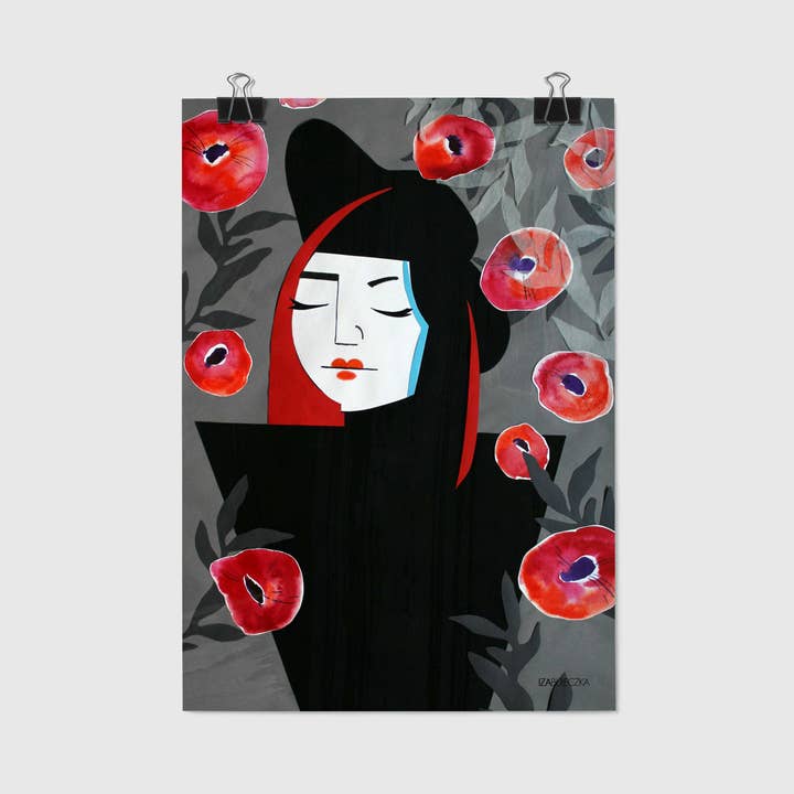 Woman Surrounded by Red Poppies for wholesale by Iza Bułeczka