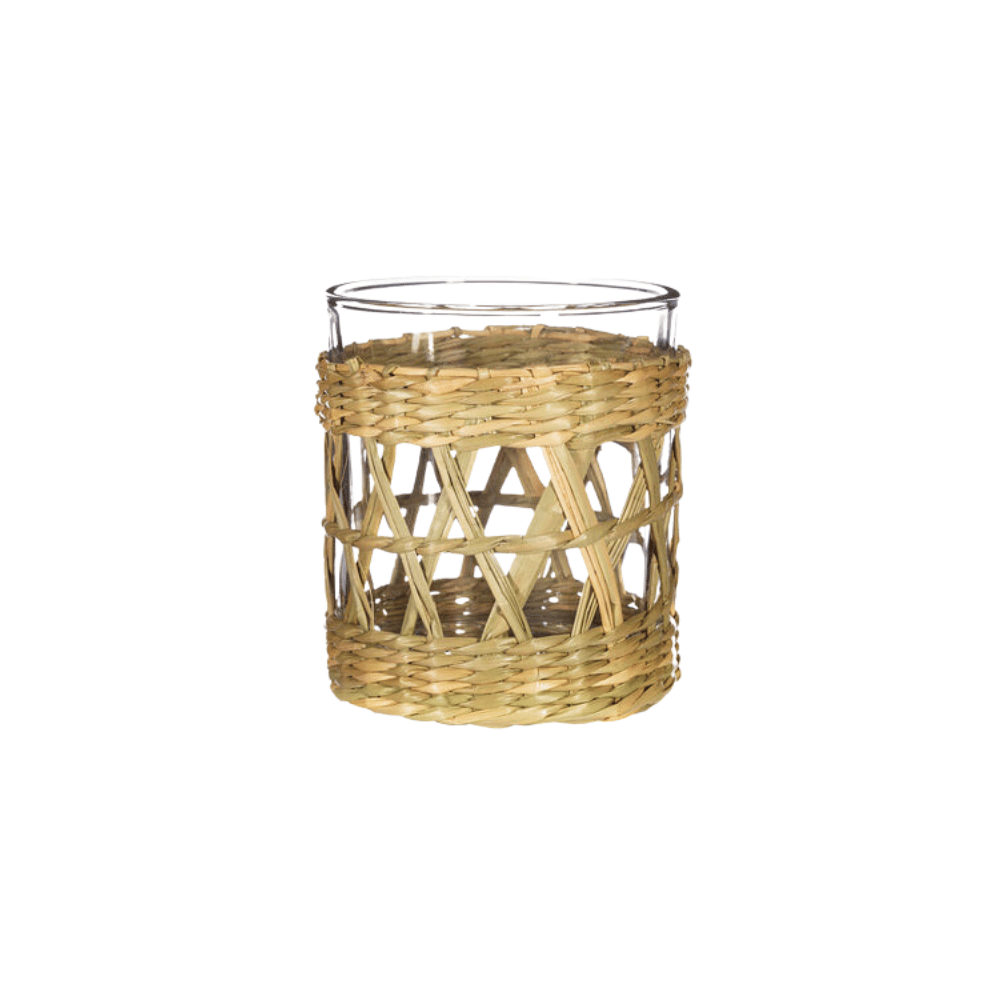 Qube Luxe by Debbie Marks – wholesale Candle holder – Glass and Wicker Votive0