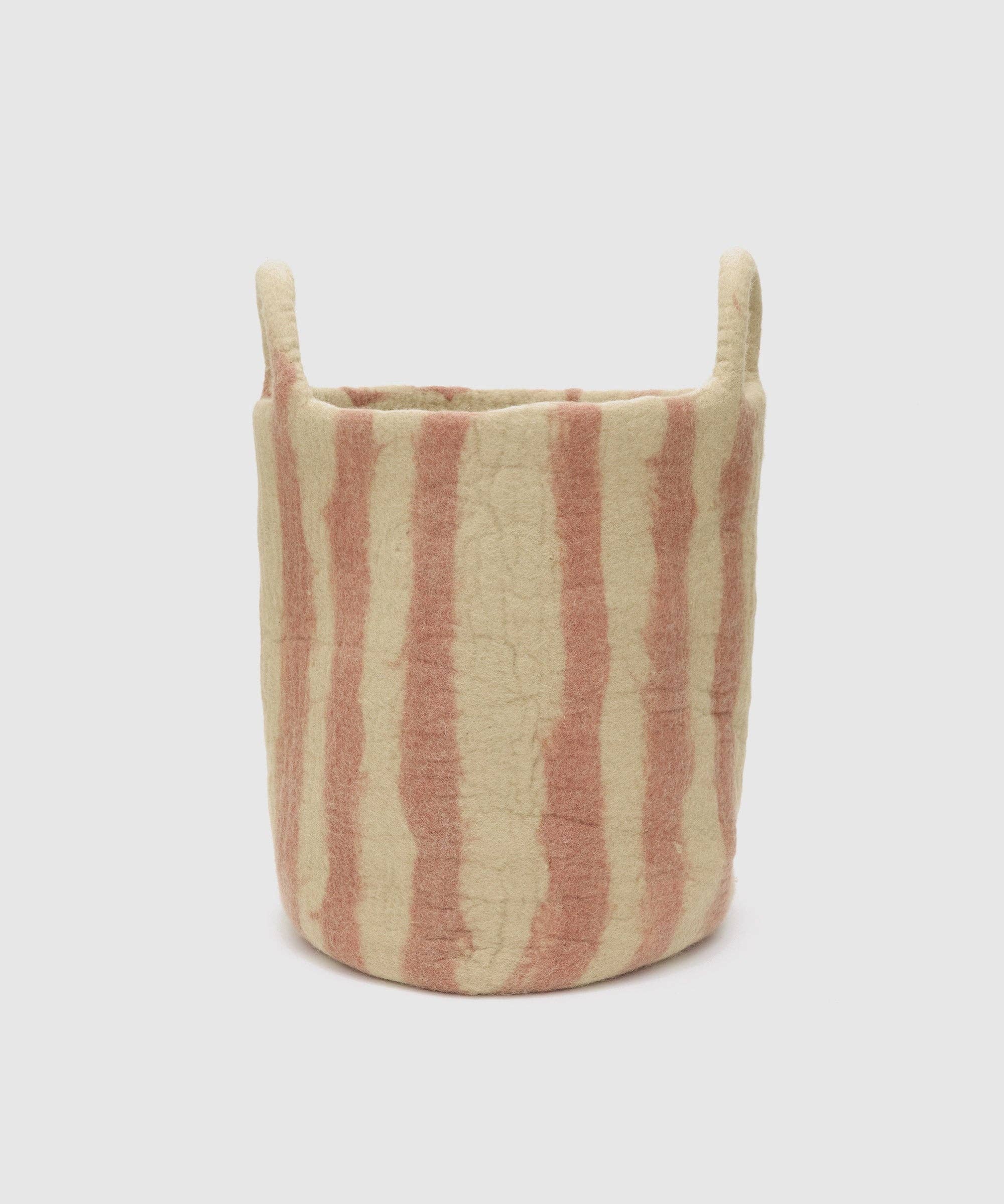 Philé – wholesale Korg - Barn och baby – Leksakskorg i rosa rand - Stor