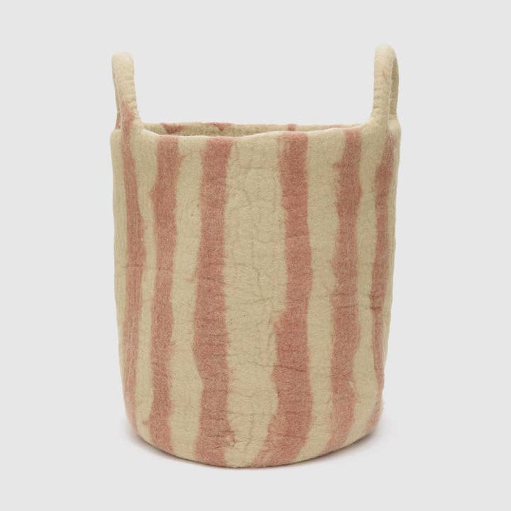 Philé – wholesale Korg - Barn och baby – Leksakskorg i rosa rand - Stor0