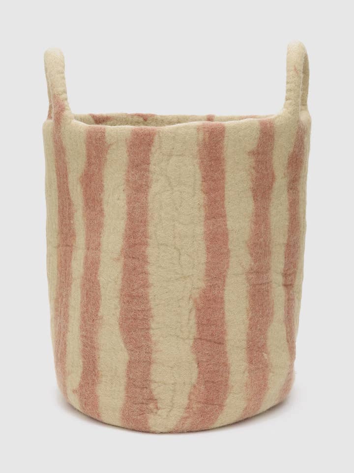 Cesta de Juguetes en Rayas Rosadas - Grande para venta al por mayor de Philé