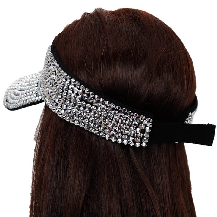 Cap Zone - Wholesale Visor - Women's - Bling Rhinestone Embellished Twill Acrylic Visor