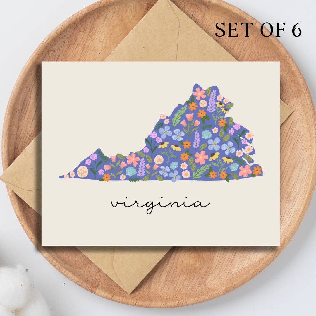 Oak Shore Collective LLC - Wholesale Stationery/notecard set - Virginia Coastal Floral | Note Card Set of 62