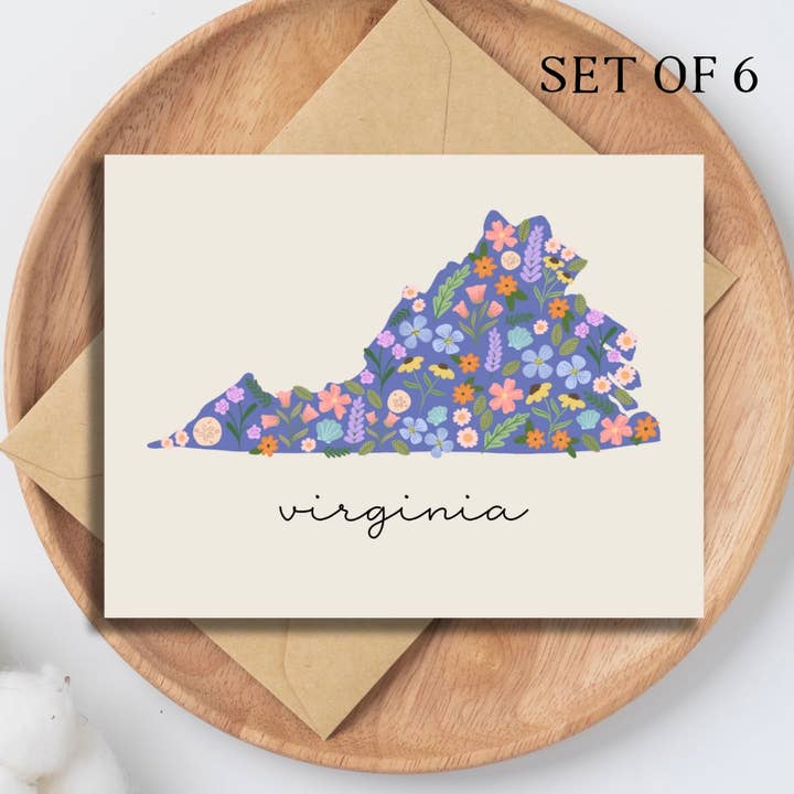 Oak Shore Collective LLC - Wholesale Stationery/notecard set - Virginia Coastal Floral | Note Card Set of 62