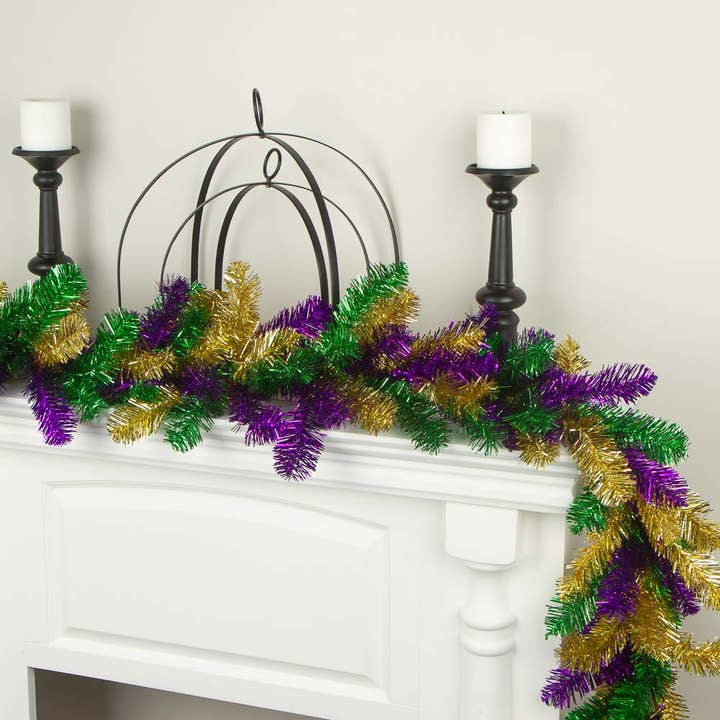 Factory Direct Craft – wholesale Party hat/crown – 9' Large Mardi Gras Tinsel Garland