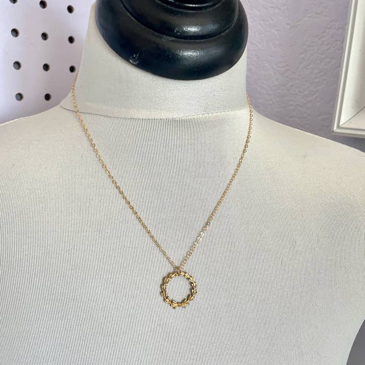 The green antique trunk – wholesale Pendant/charm necklace – Laurel 3 - Wreath Necklace In Antique Gold - Graduation Gift1