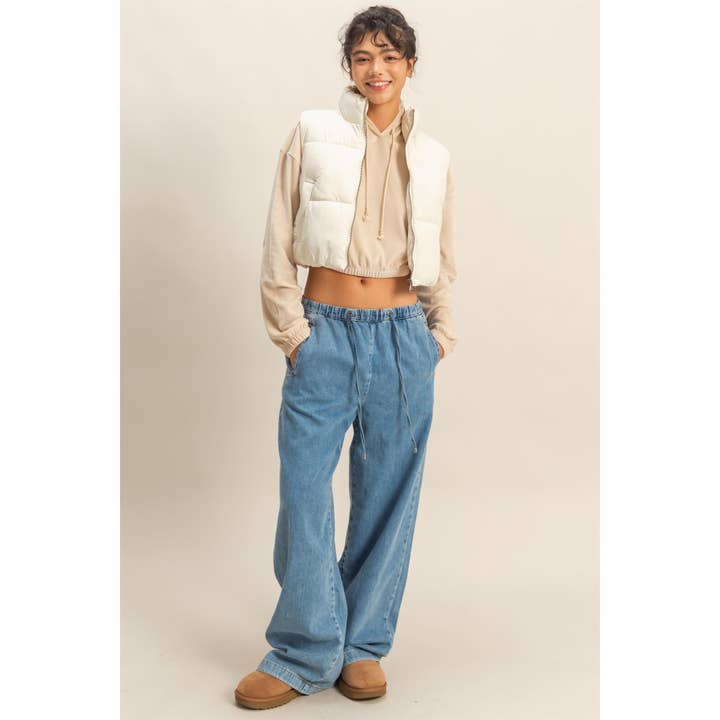 CREAM Cropped Puffer Vest for wholesale on Faire3