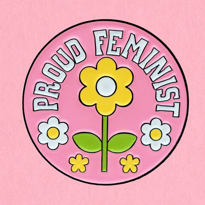 Proud Feminist enamel lapel pin for wholesale by Kate Gabrielle