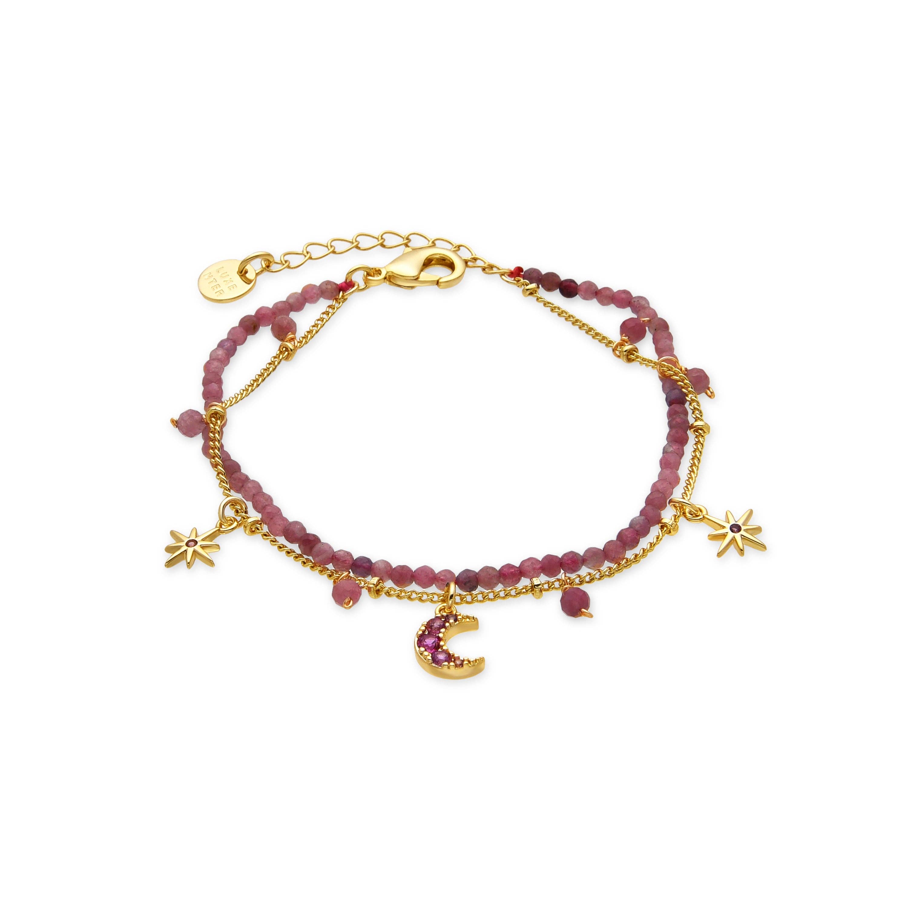 Luxenter - Wholesale Beaded Bracelet - Pulsera con Cristal Rosa acabado oro 18k - Ethal0