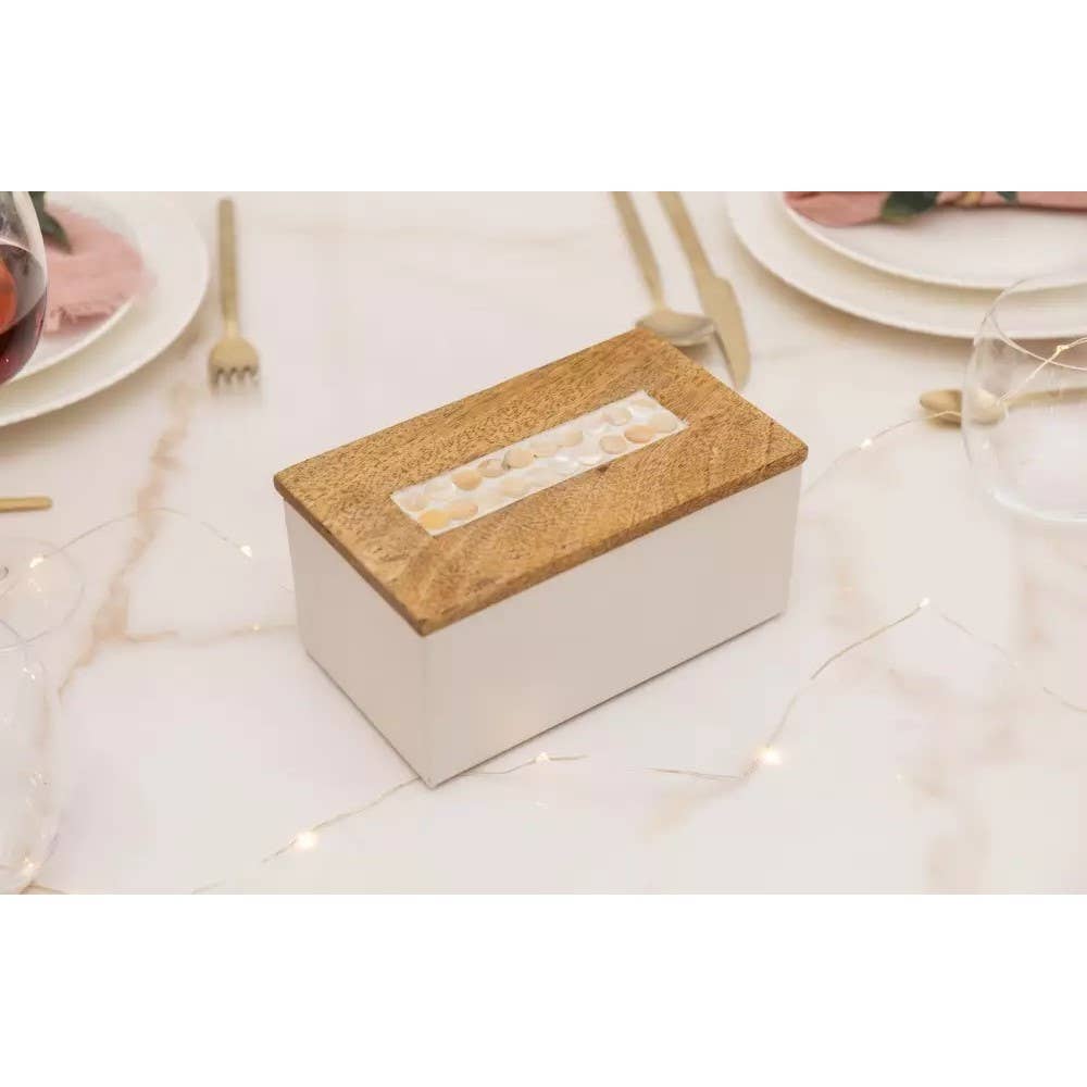 AULICA - Wholesale Food Storage Container - White box with wooden lid 18x11x7.5cm2