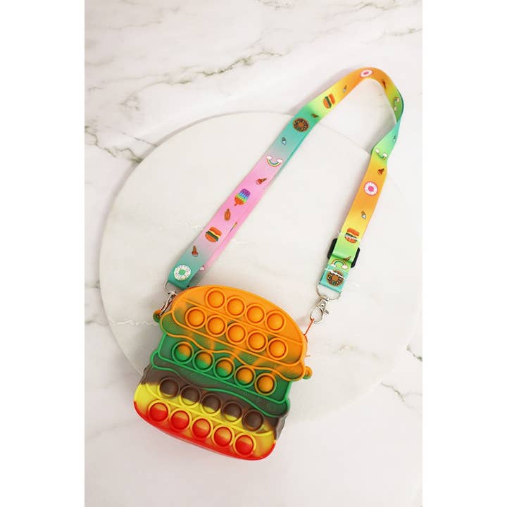 Multi Color Hambuger Push Pop Fidget CrossBody Bag for wholesale by Love and Repeat
