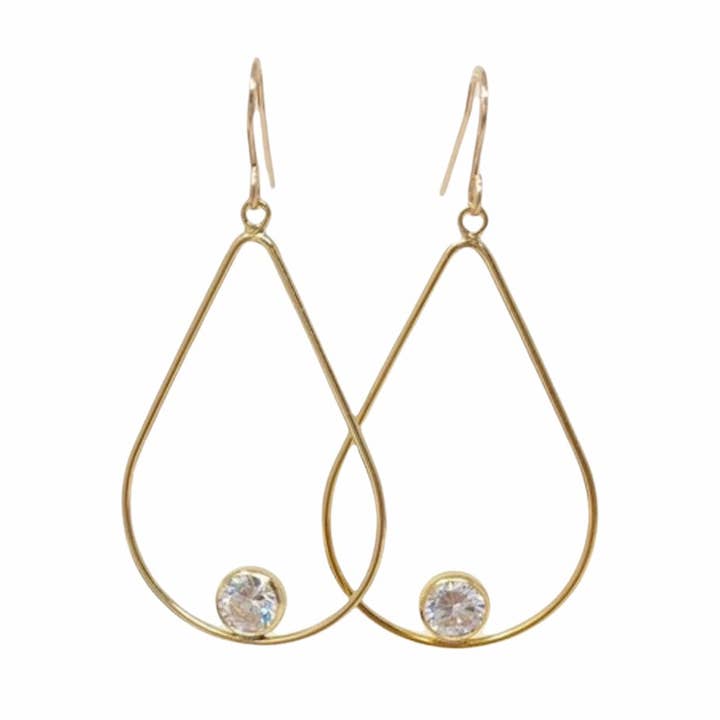 Solitaire Bezel Teardrop Earrings for wholesale by Jennifer Shon Jewelry