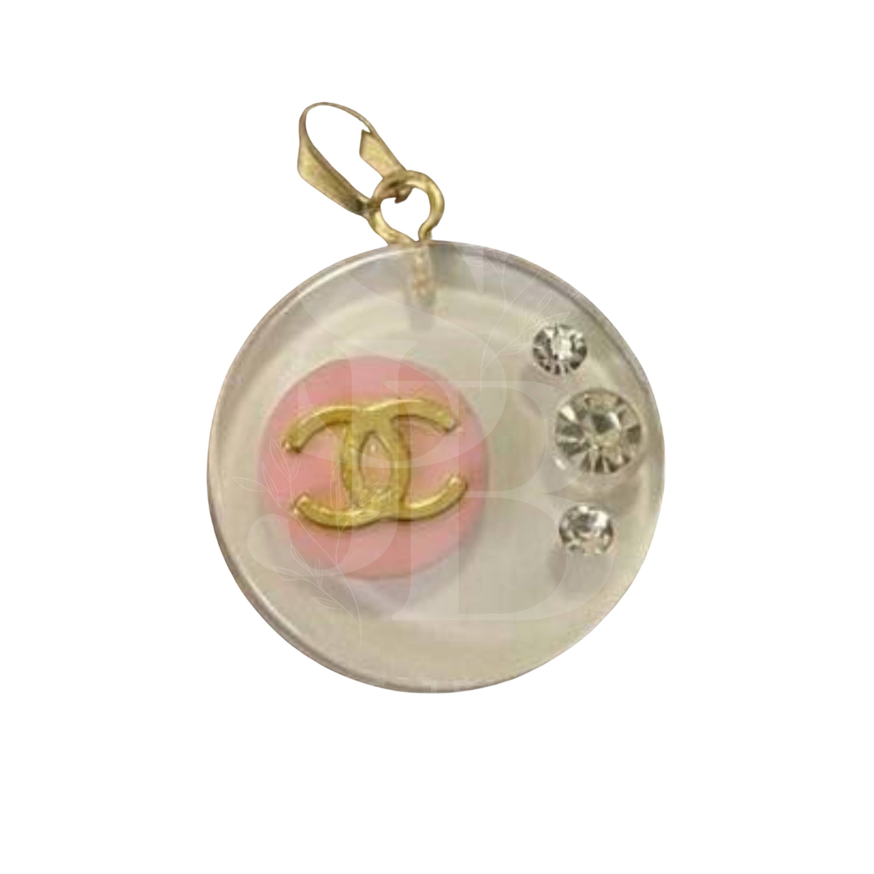 Shannon's Jewelry Bar – wholesale Individual charm/pendant – CHANEL Charm Zipper Pull Gold CC White and Pink Round 22mm