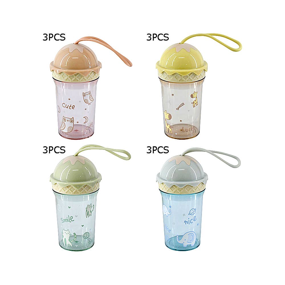 Sensibling Corp. – Garrafa de água por atacado – 12PCS - Garrafas de Água em Forma de Cone de Gelado com Estampa Animal2