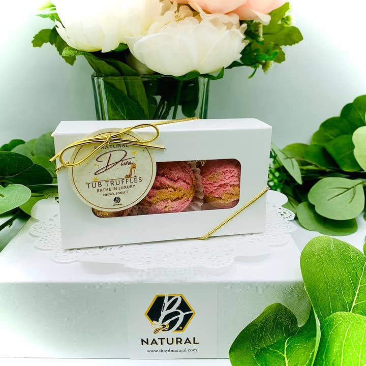 B.NATURAL - Wholesale Bath Bomb/Fizz - Diva | Tub Truffles | 3 Ct Gift Boxed2