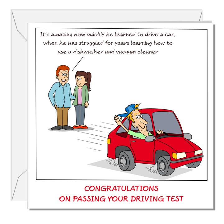 Carte d'examen de conduite Carte de félicitations Funny Son Brother Passing Drive Car Successful Humorous pour la vente par Swizzoo Cards
