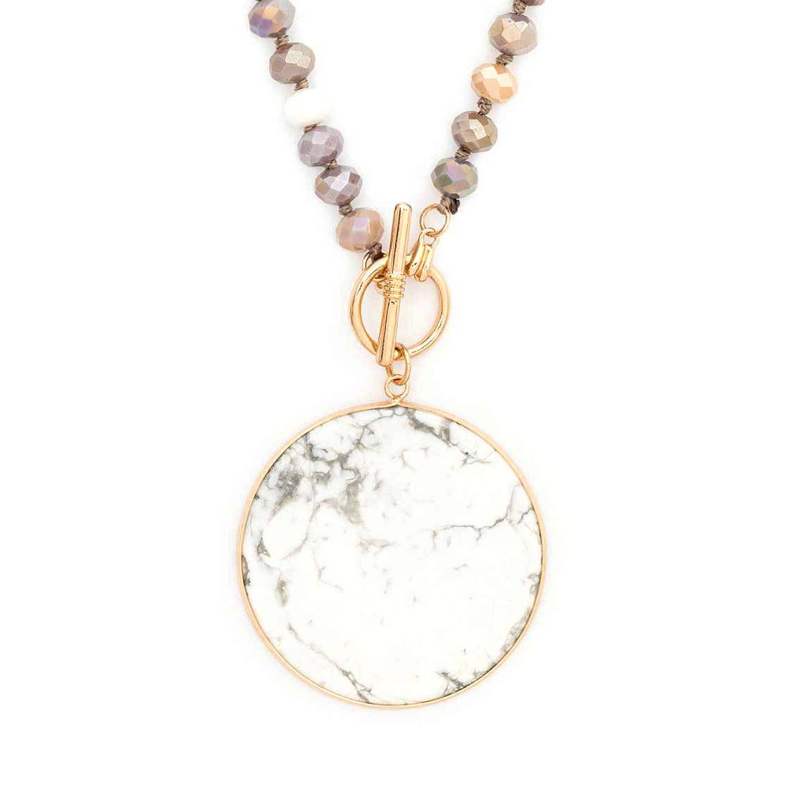 Artini Accessories - Venta al por mayor Collares con colgantes/abalorios - Collar convertible con colgante circular de piedra genuina3