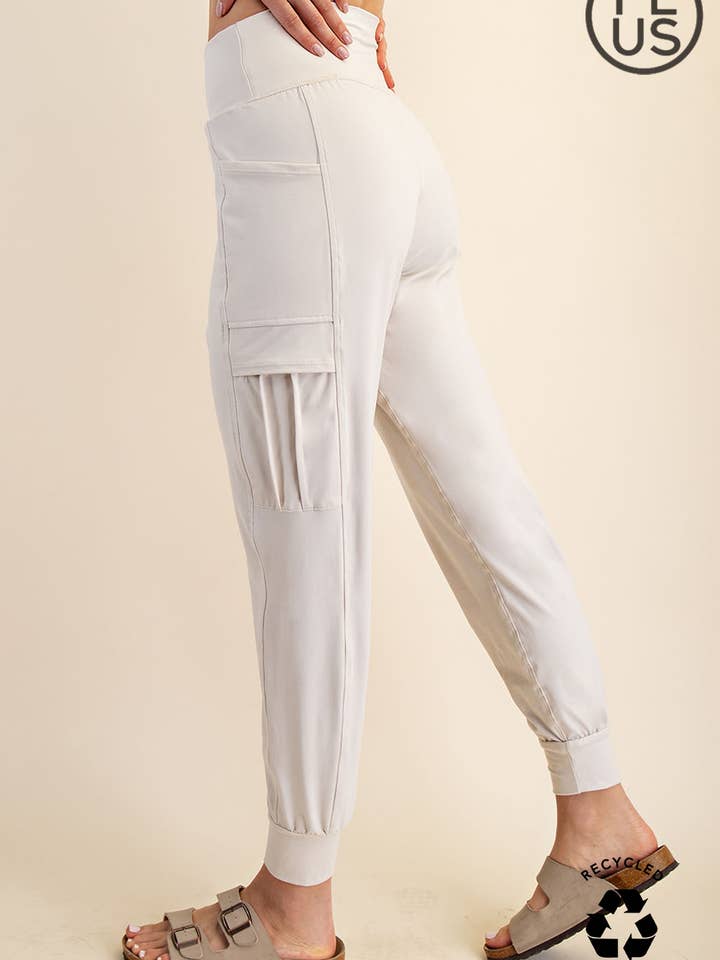 PLUS SIZE BUTTER JOGGER WITH SIDE POCKETS for wholesale by Rae Mode