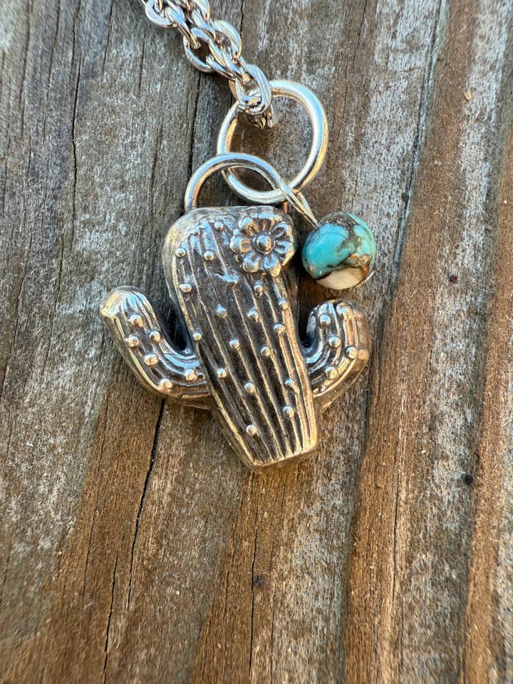 Silver Western Cactus Pendant for wholesale by Wild Mountain Soul Designs