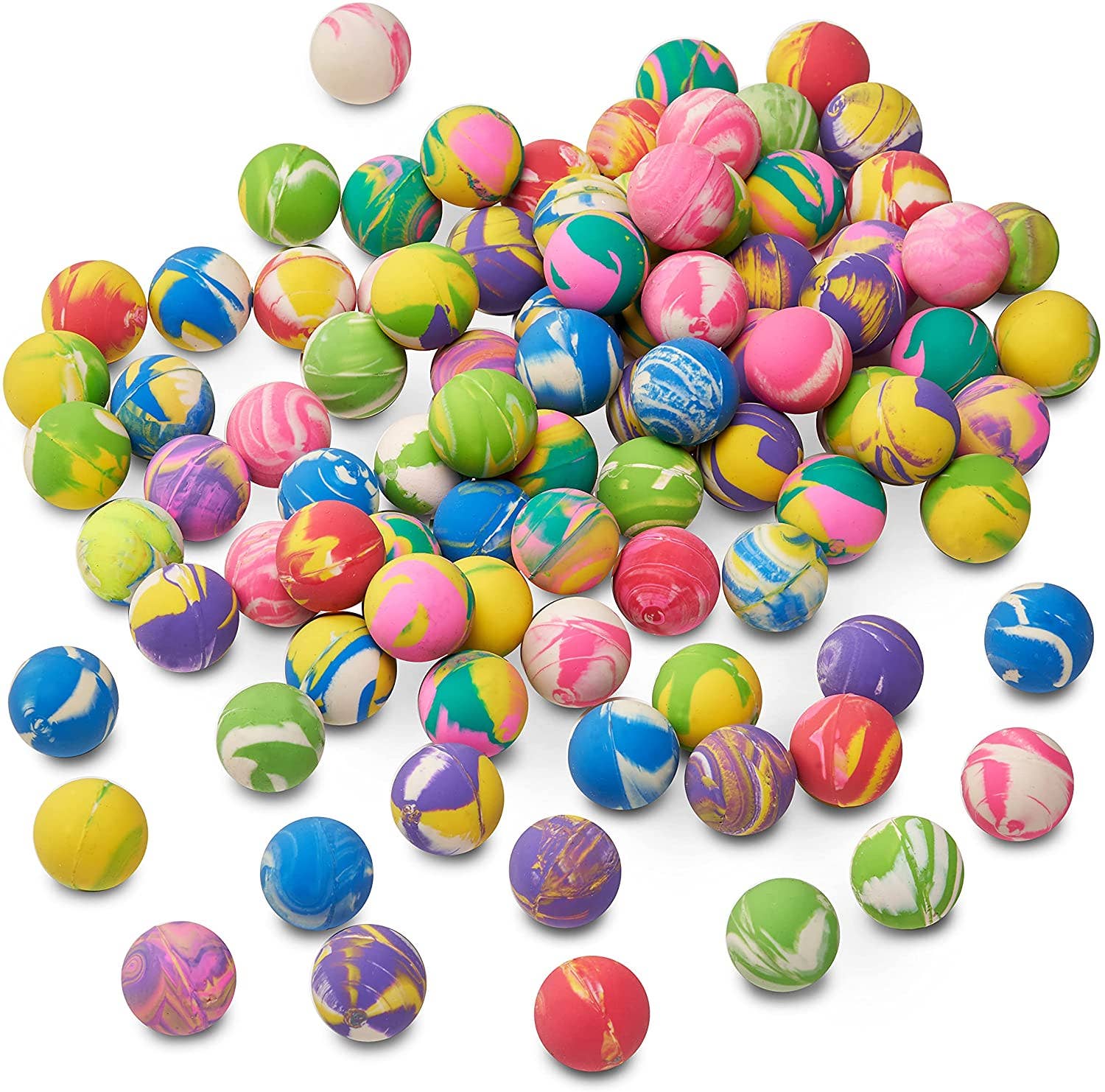The Twiddlers – wholesale Sports ball – Kids – 90 Mini Bouncy Balls in Mixed Vibrant Marbled Colours - 25mm4