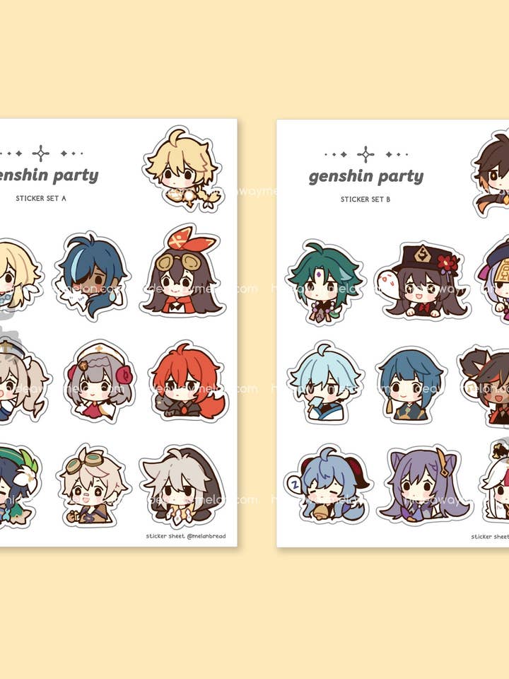 Adesivi in Vinile - Chibi del Party di Genshin per la vendita all'ingrosso da parte di HideawayMelon
