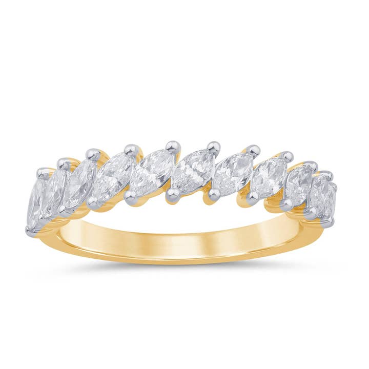 Zertifizierter 0,88 CTW VS Marquise Labordiamant-Band 14K Gold für den Großhandel von White Rock