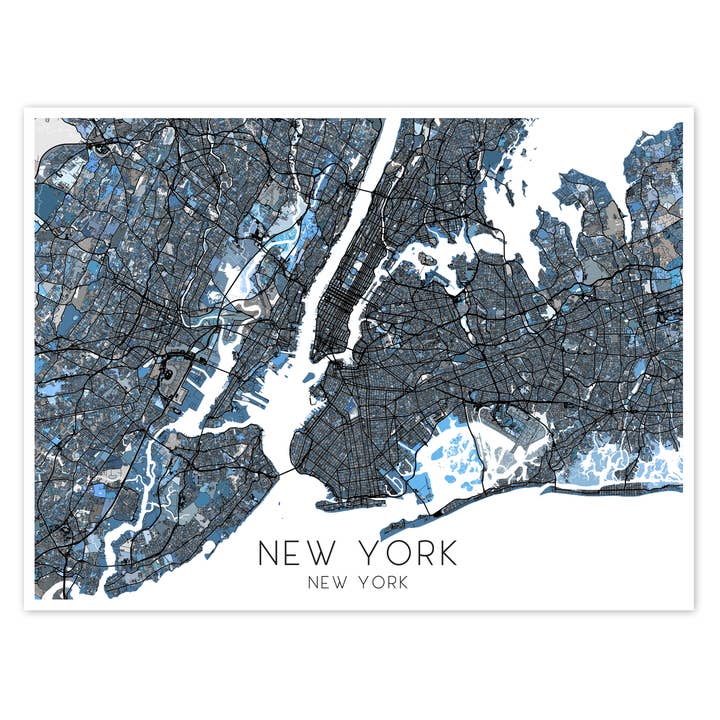 New York City Map Print - New York Wall Art Prints, Blue Geometric NYC Poster Maps for wholesale by Maps As Art