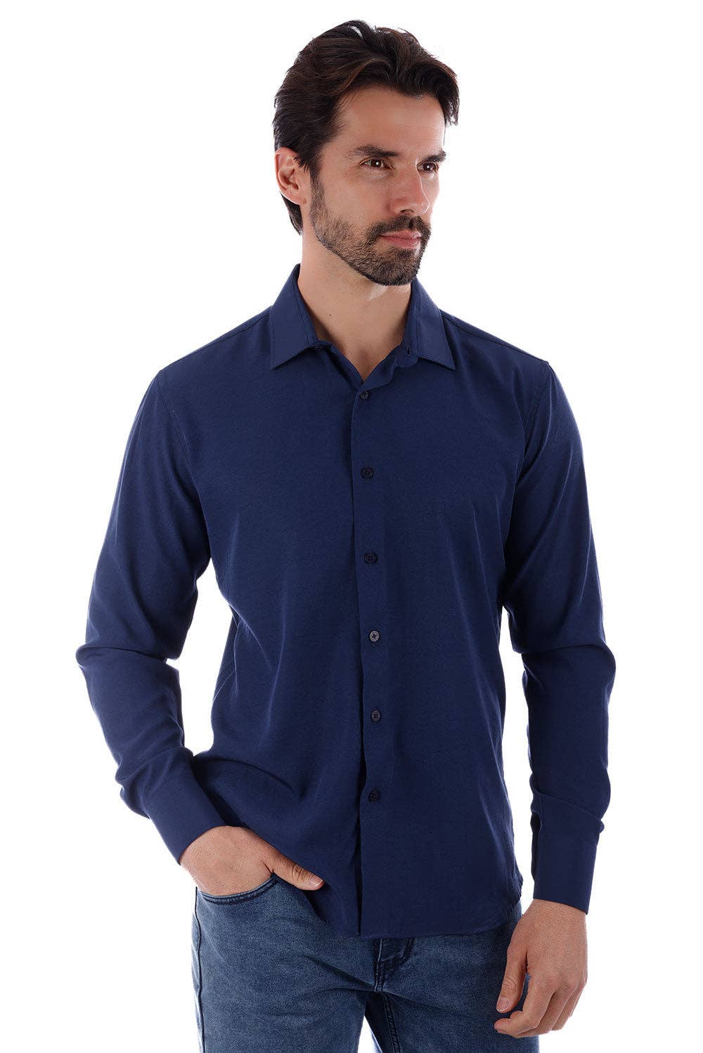 BARABAS - Vente Chemise à col boutonné – homme - Chemise décontractée à manches longues pour hommes de couleur unie 4B3316
