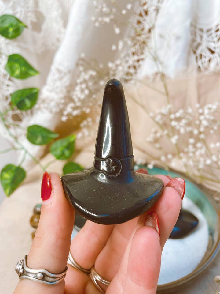 Obsidian Witch Crystal Carved Hat | Halloween for wholesale by MercuryX Shop